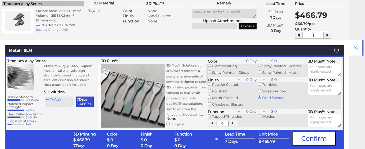 3dspro 3d printing titanium service